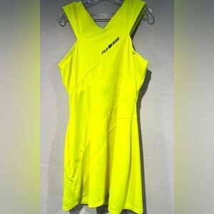 Fila Women’s Neon Yellow Criss Cross Back Sports Dress with Built-in Bra, SIZE M